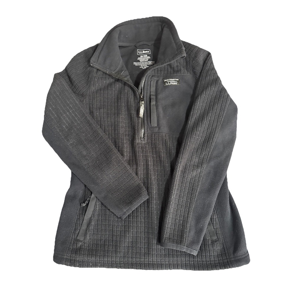 LL Bean Womens XS Reg Mountain Classic Windproof Fleece Jacket Black Outdoor